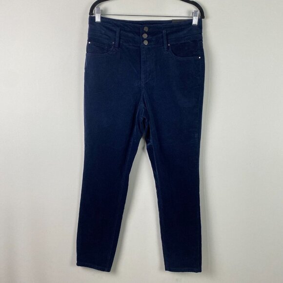Ann Taylor Curvy Velvet High Rise Skinny Pants Size 12 Navy Blue - Picture 1 of 12